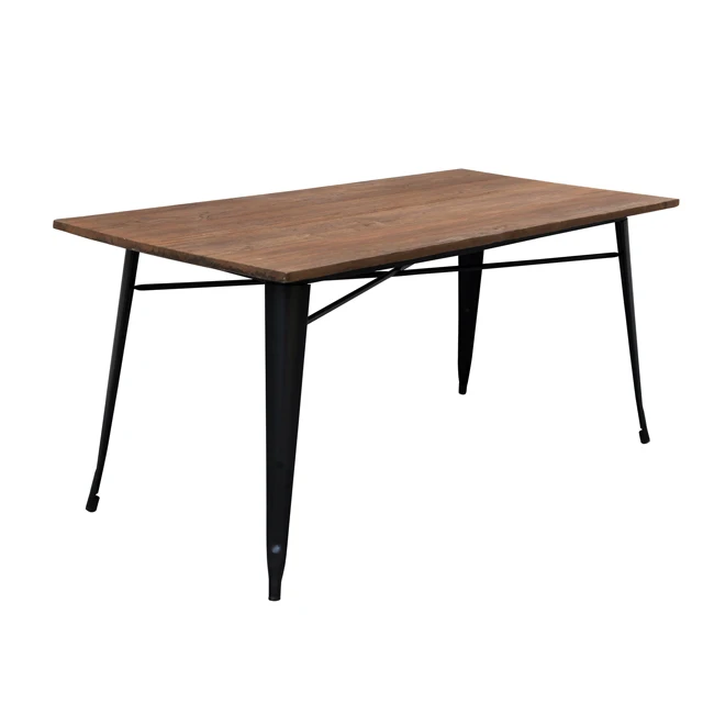 iron leg wooden top dining table for dining room or meeting room