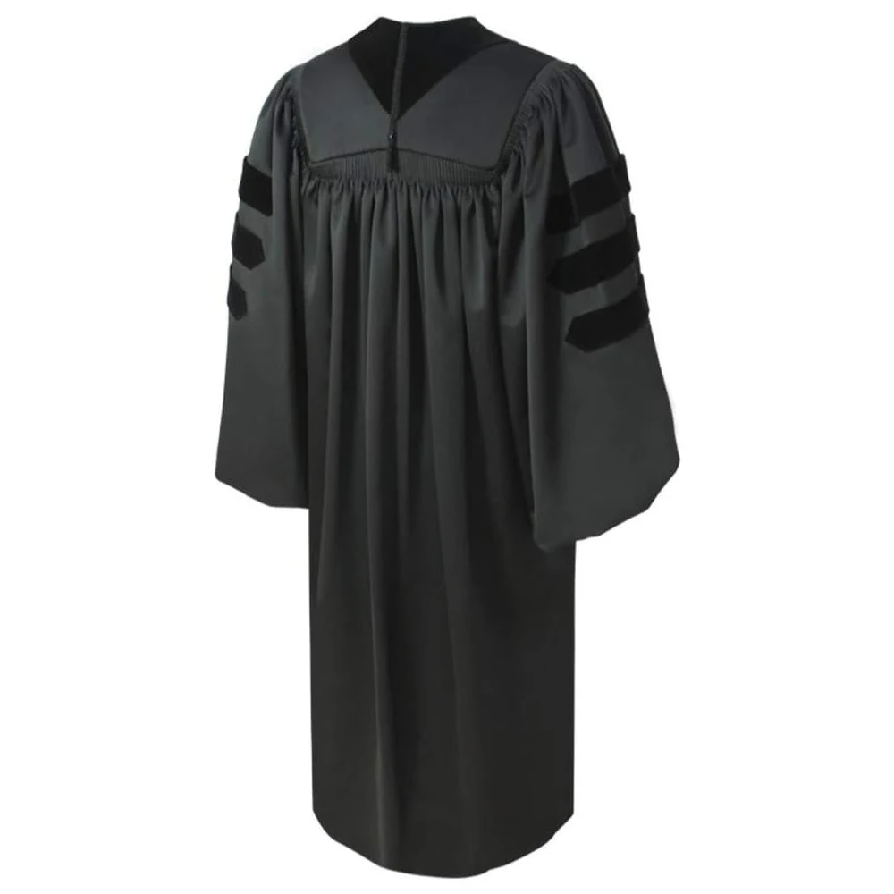 Wholesale Unisex Deluxe Doctoral Graduation Gown,Doctoral Regalia Gown With Gold Piping
