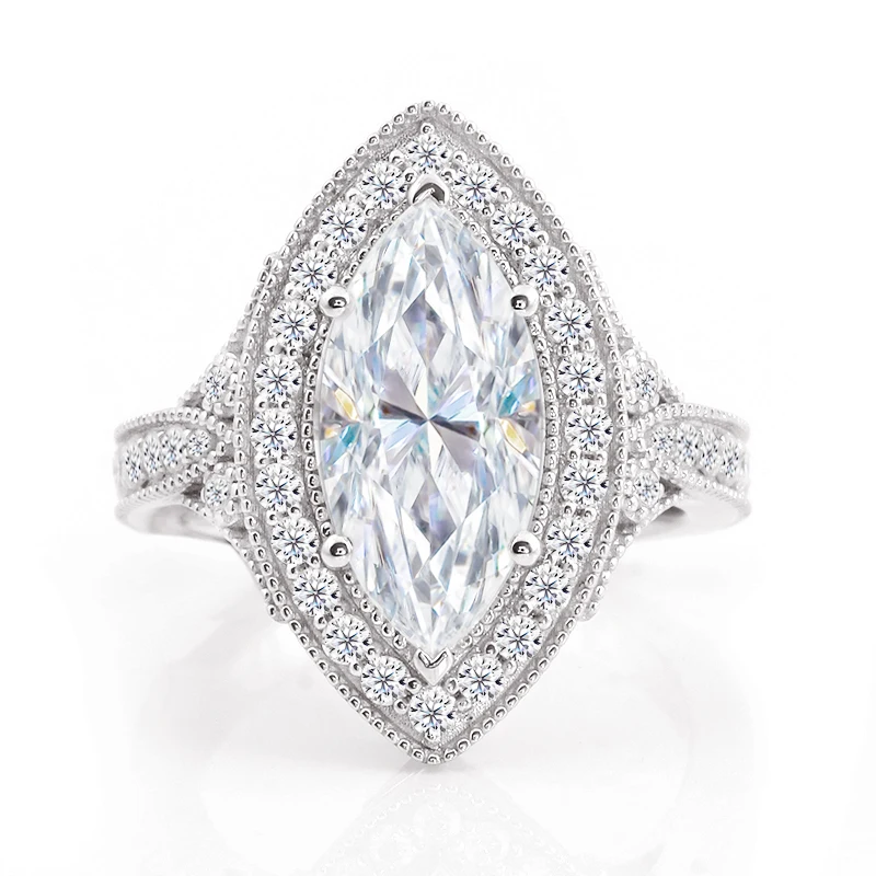 Custom Rings Luxury Jewelry 18K Solid Gold 3 Carat VVS Cluster Moissanite Ring Moissanite Diamond Engagement Wedding Ring