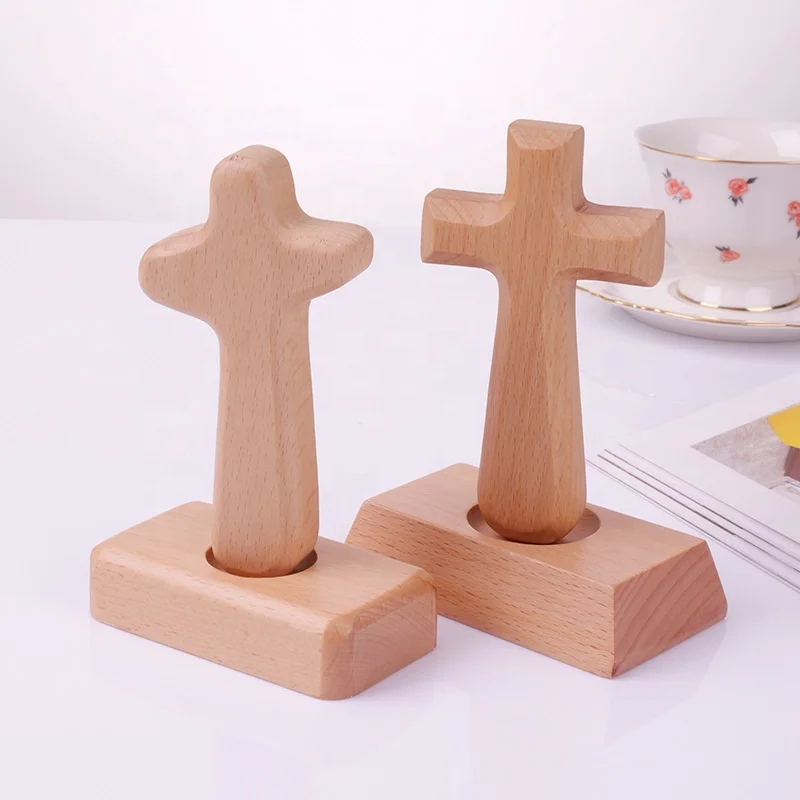 Customization Gift Wooden Crosses Crafts Solid Wood Crosses with Stand for Centerpieces Decor