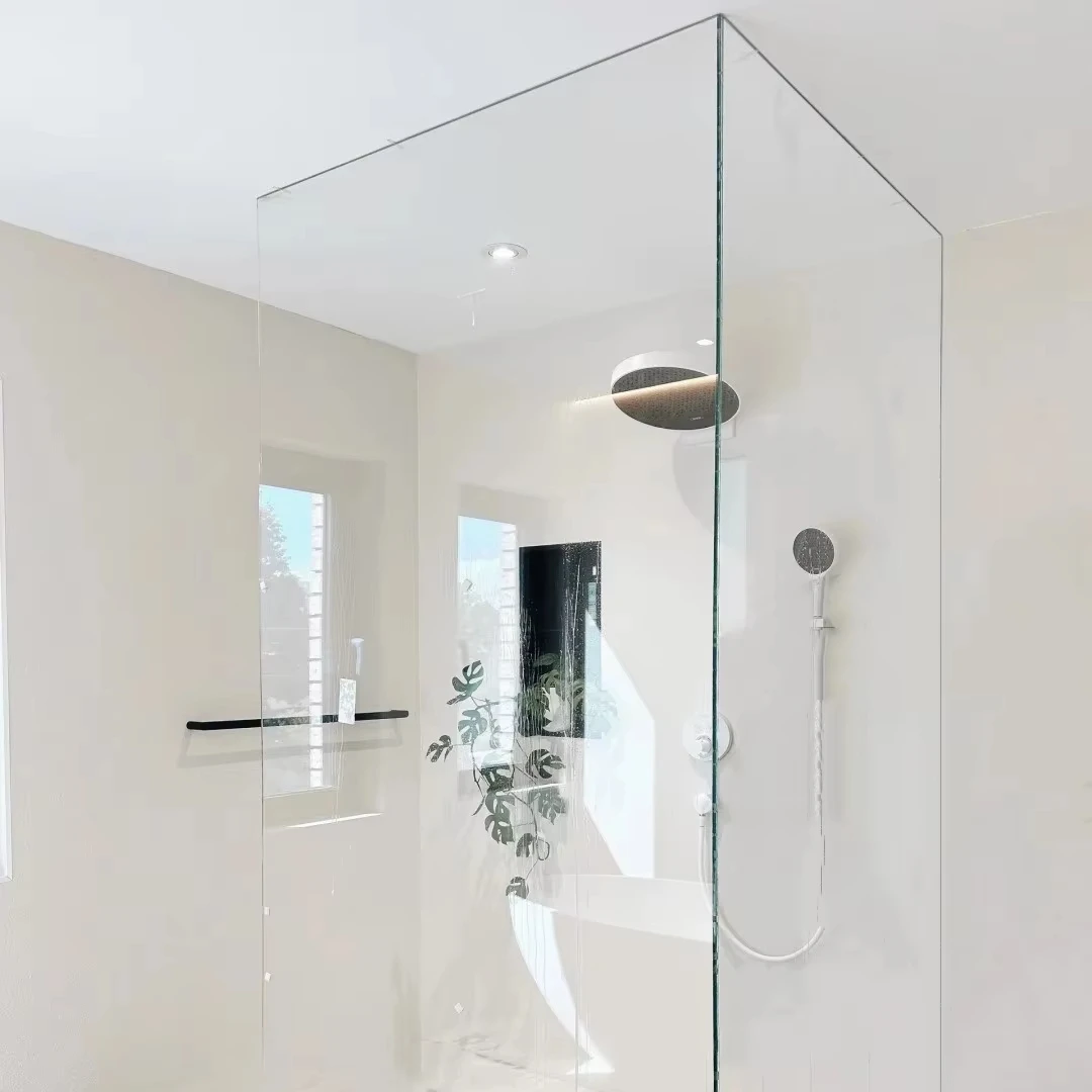 manufacturer price customized ultra clear glass 8mm 10mm 12mm bathroom shower glass door for building