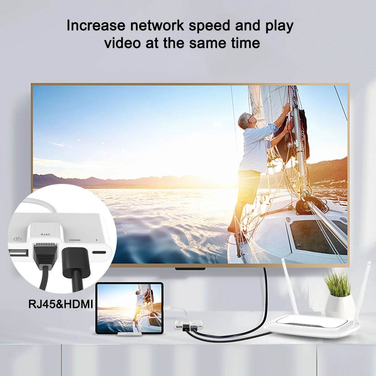 Для Apple iPad Свет нин цифровой AV кабель адаптер OTG Rj45 Ethernet-адаптер для