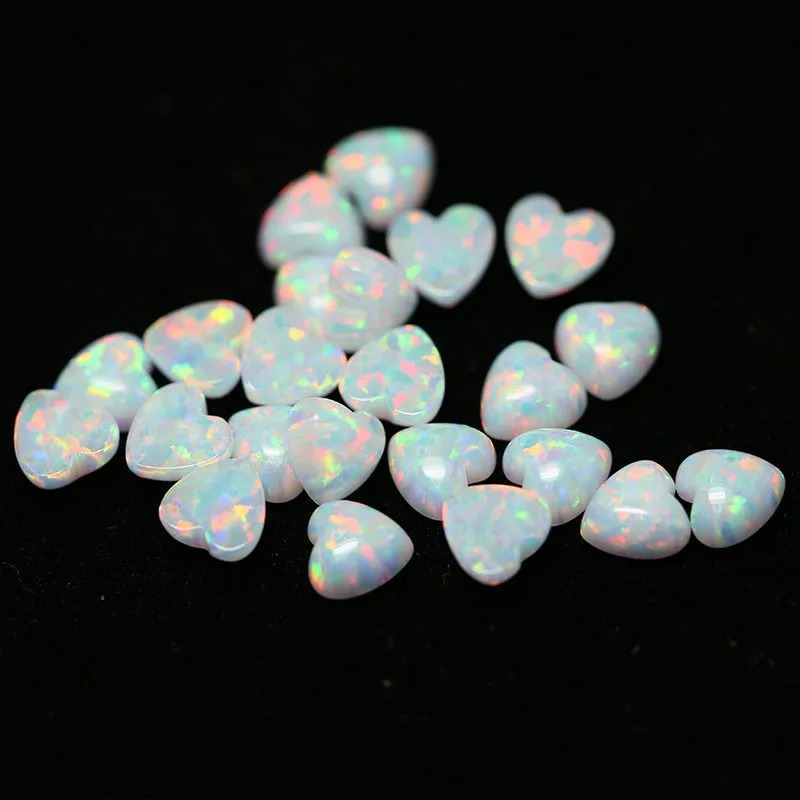 Wholesale Heart Shape Cabochon Loose Gemstones Created Opal Factory Price Of OP17 White Synthetic Opal