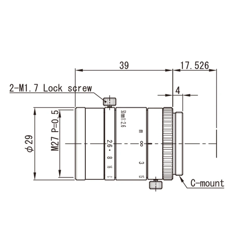 VS Technology SV-5026H 5MP 50mm 2/3' C-Mount High contrast CCTV lens