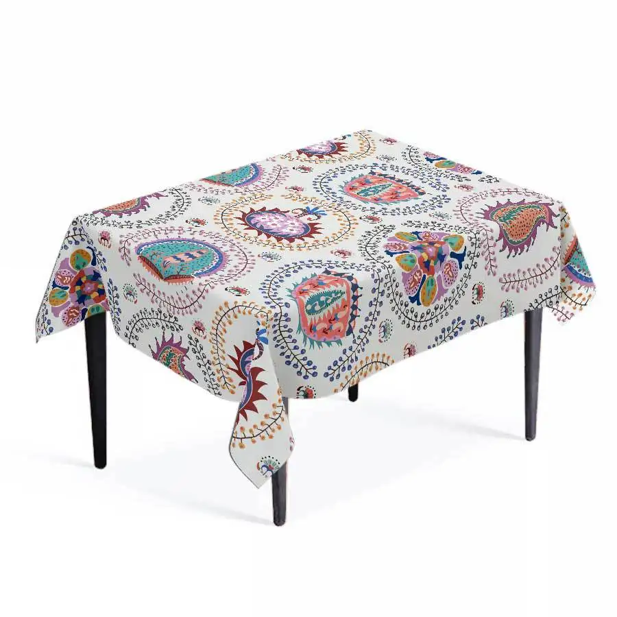 Custom Full Color Printed Polyester Rectangle Stretch Elastic Fabric Table Throw Tablecloth for Trade Show Events Wedding Party