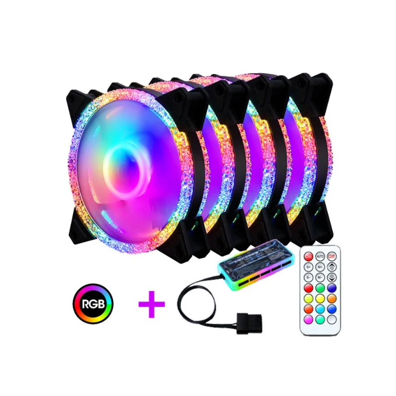 Cheap Sale Wholesale Price Colorful Led Lights 120mm Server Fan Cooling Fan For Pc Dc 12v Rgb Computer Cpu Cooler