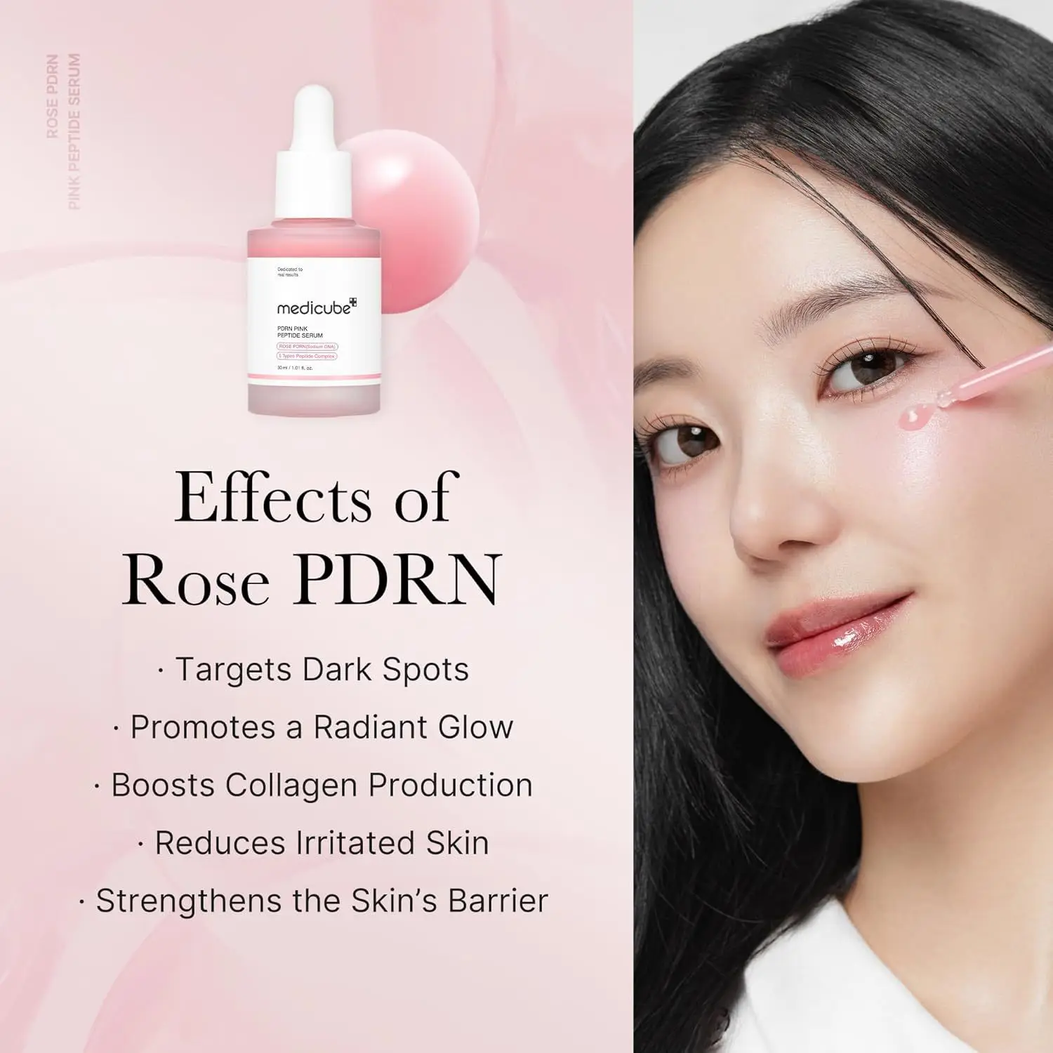 Korea Skincare Medi Cubue Pdrn Pink Peptide Serum Dark Spot Correct Hydrating Moisturizing Face Serum