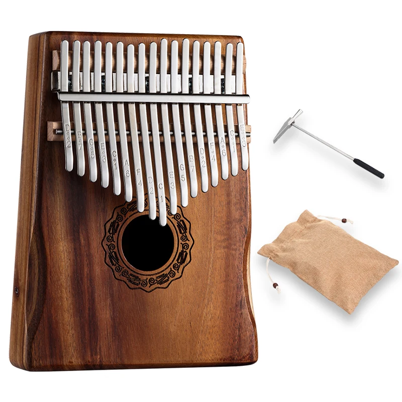 Hluru Musical Instruments Kalimba 17 Keys Walnut Thumb Piano Square Middle Hole KD17-Koa