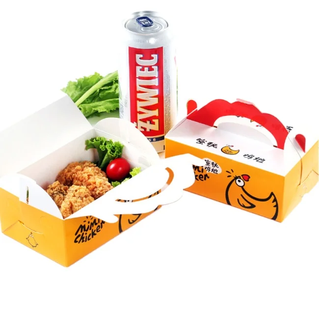 Customized Take Away Food Grade Paper Hot Dog To Go  fried chicken packaging boxes Burger Box fish and chip boxes