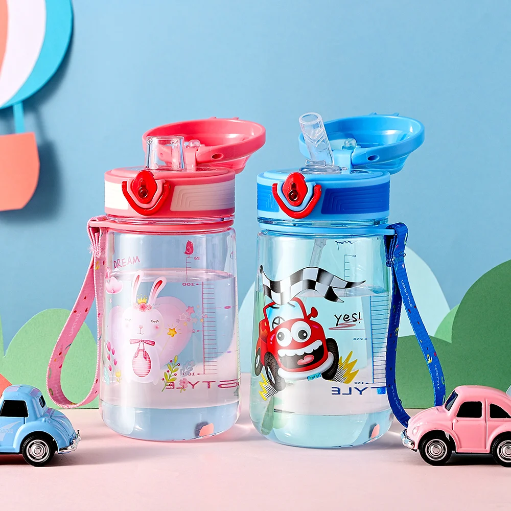 Free Sample 14 Oz Portable sports bottle Children Drinking Cup Plain Tritan Baby Kids Water Bottle With Straw for School Home