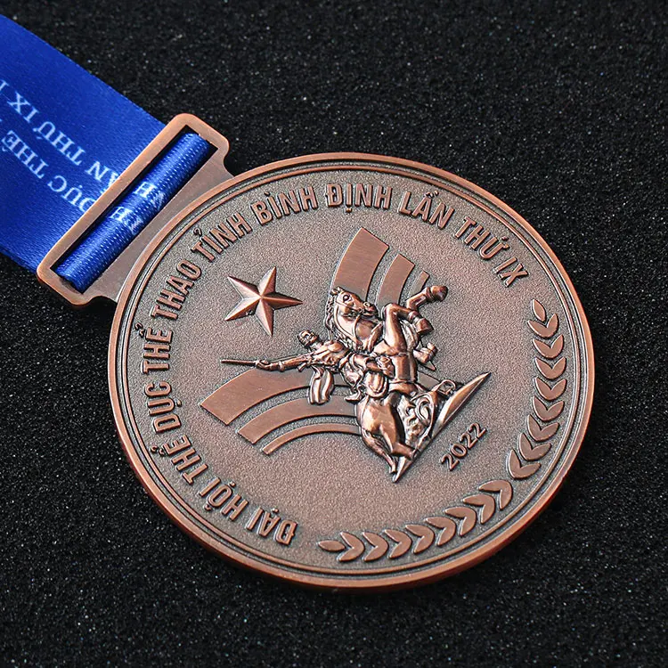 Customization design bronze metal Embossed 3D german medals custom running gymnastics logo medal award with ribbon