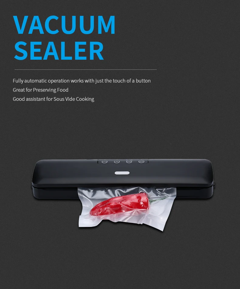 Automatic vacuum air seal system, compact design, laboratory tested, dry and wet food modes, with LED indicator vacuum sealer