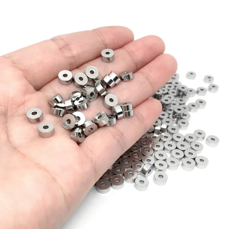 Stainless Steel Flat Round Bead Spacers Jewelry Findings Accessories for Bracelet Necklace Making