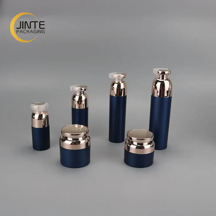 Unique New Design Custom Navy Color Cosmetic Packaging Sets Acrylic  Bottle And Cosmetic Cream Jar For Skin Care