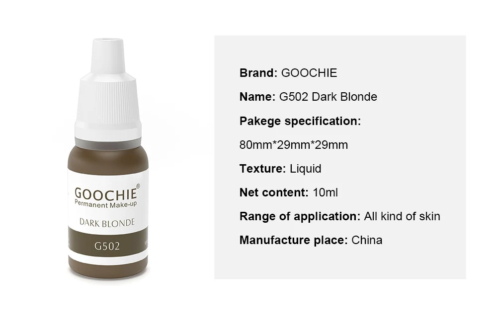 Goochie LARGE Bottle Permanent Makeup Microblading Pigment Micropigmentation Cosmetic LipTattoo Ink