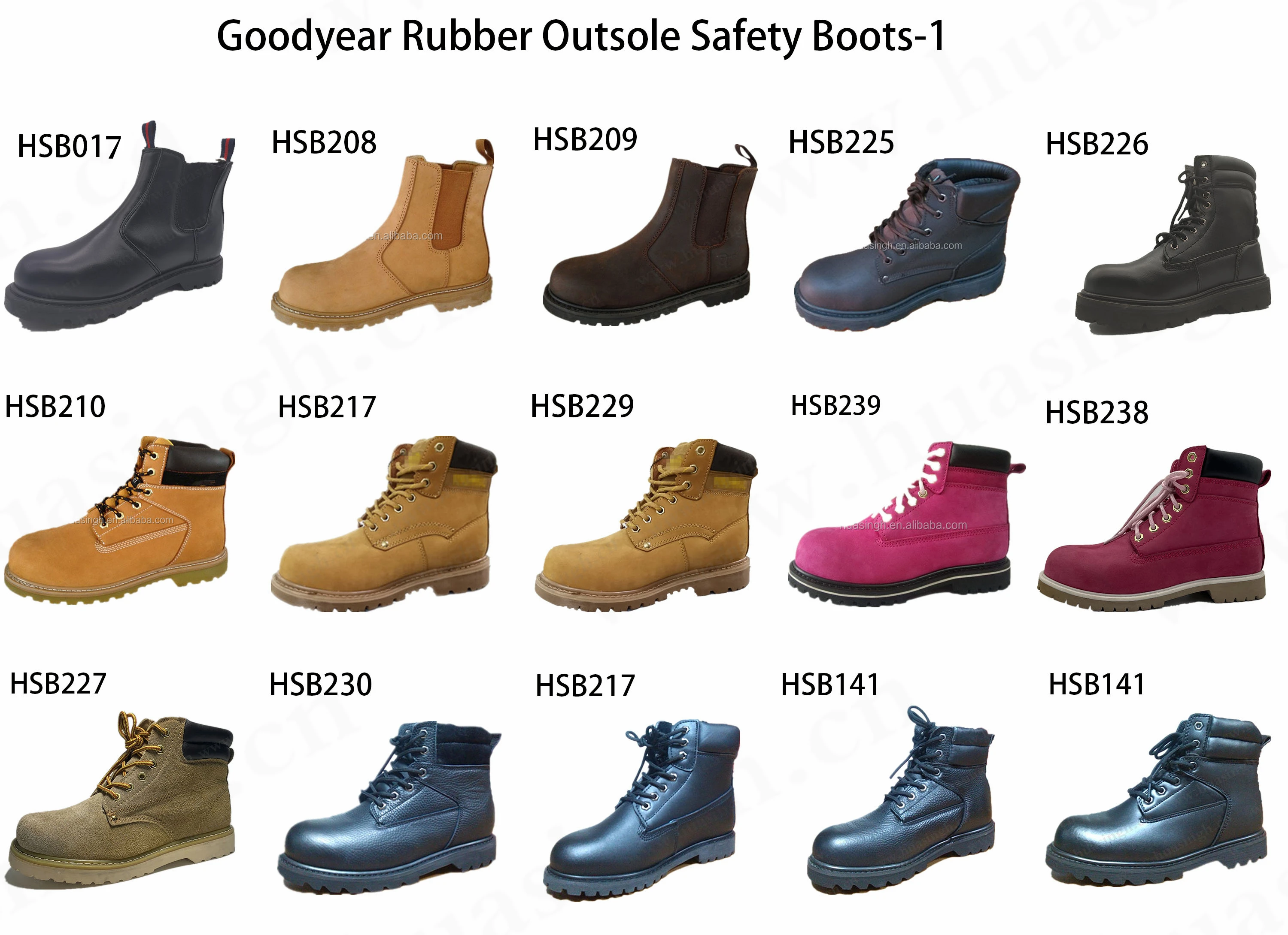 YWQ,hard wearing Goodyear stitching rubber sole work boots mid-cut honey color nubuck leather safety shoes HSB217