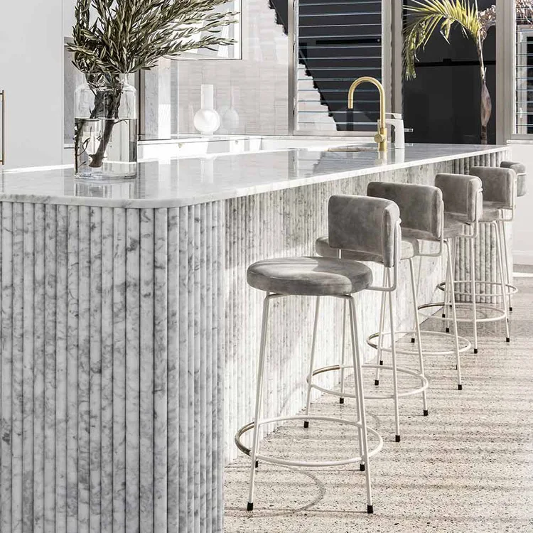 Grey Marble Curve fluted Marble Tiles Pencil trim door panels customized fluted travertine stone mosaic wall tiles shower