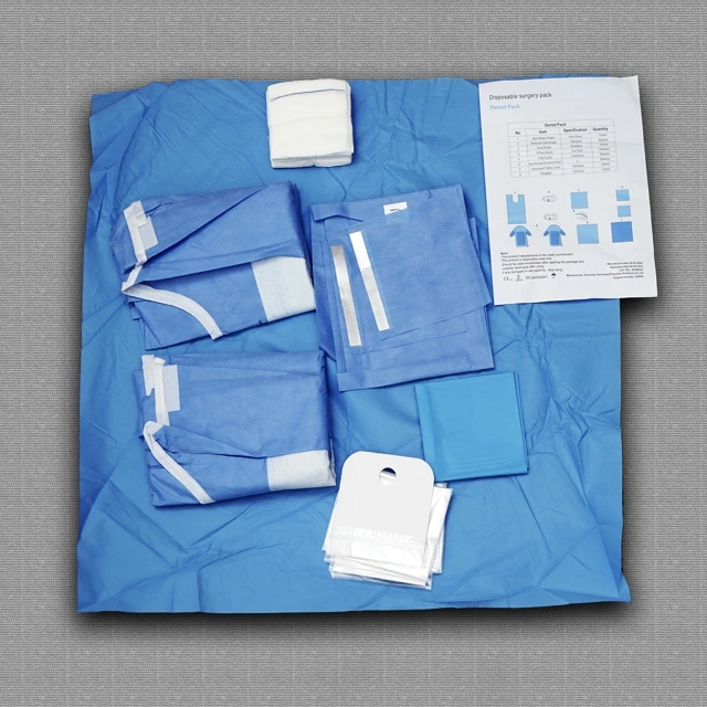 Disposable Fabric Dental Implant Surgical Drape Packs with Surgical Gowns