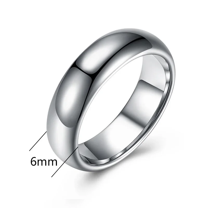 Cheap Silver Color 6mm Mens High Polish Tungsten Carbide Wedding Ring Simple Elegant