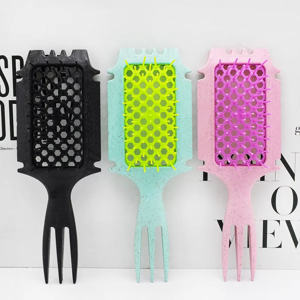 Custom3 In 1 Detangling Parting Curly Hair Defining Hairbrush Anti Static Curl Define Styling Brush For Curly Hair