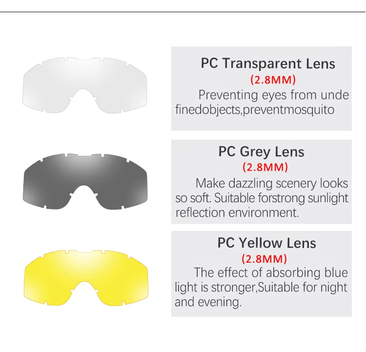 High Quality Tactical Goggles Shooting Sunglasses 3 Lens  Paintball Motorcycle Windproof CS game Glasses