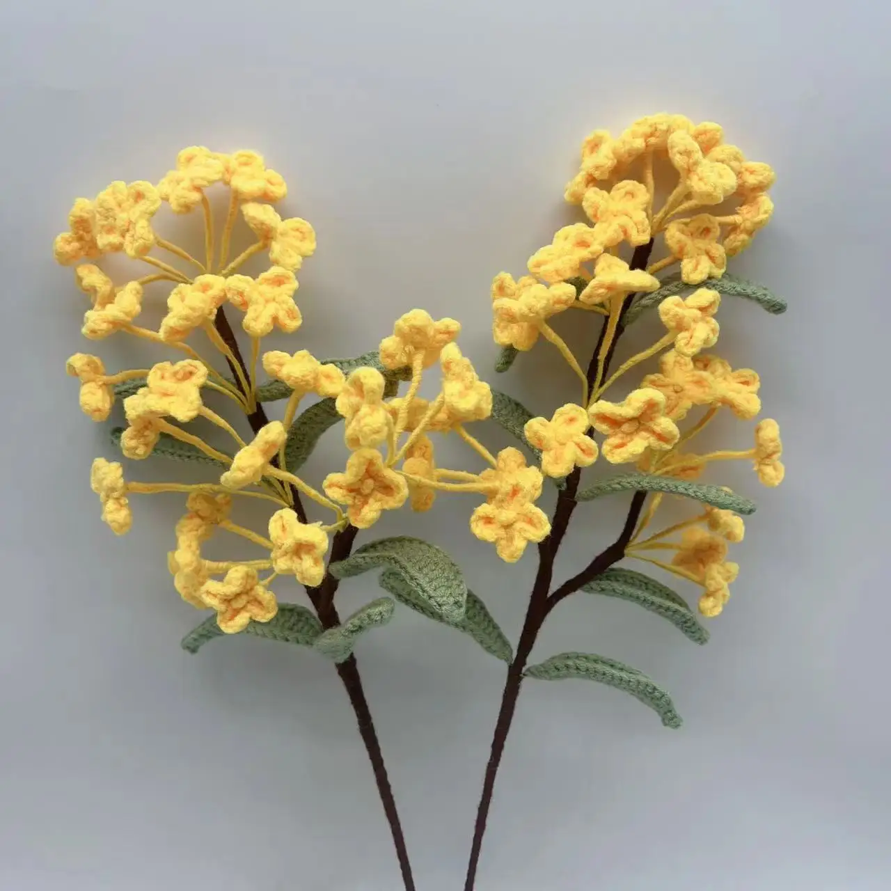 Wholesale crochet flower handmade crochet osmanthus flower bouquet artificial crochet blooming single handmade flowers