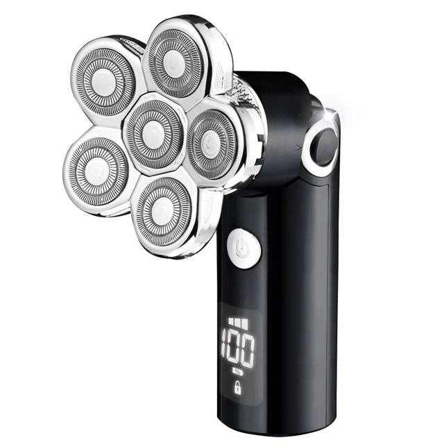 2024 In Stock 6D Multi 4 in 1 Bald Head Shaver Electric Rechargeable  Rotary Beard Electric Foldable Shaver Nose Trimmer for Men