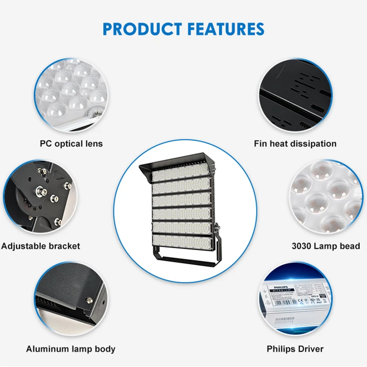 Factory Directly Sale Ip65 Stadium Flood Light 250w 500w 750w 1000w 1250w 1500w 2000w Led High Mast Light