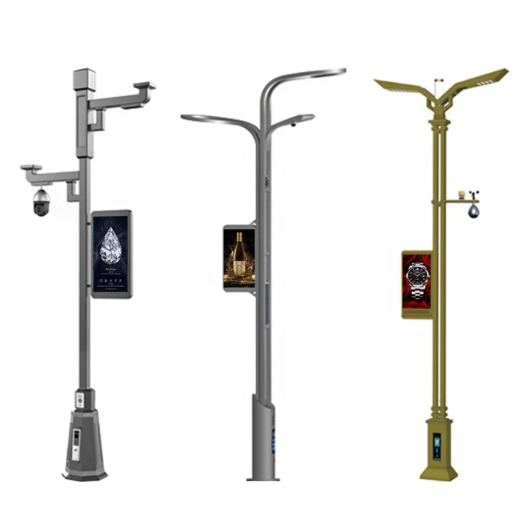 Lamp Pole Advertising Outdoor Pole Advertising with Lights Led Street Pole Advertising Billboard