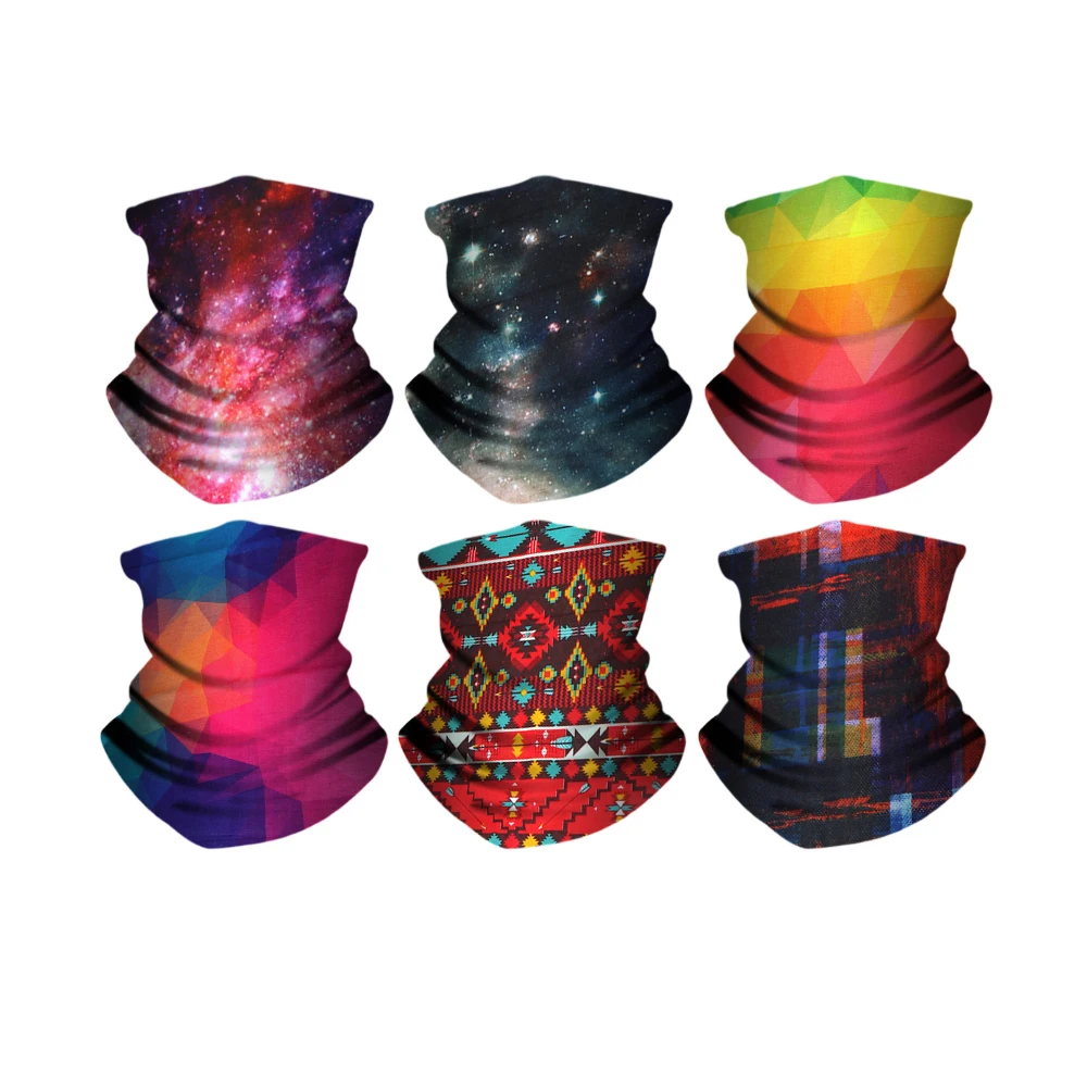 6 Pcs Sun UV Protection Colorful Neck Gaiter Face Cover Shield Face Scarf Bandana Fishing Accessories