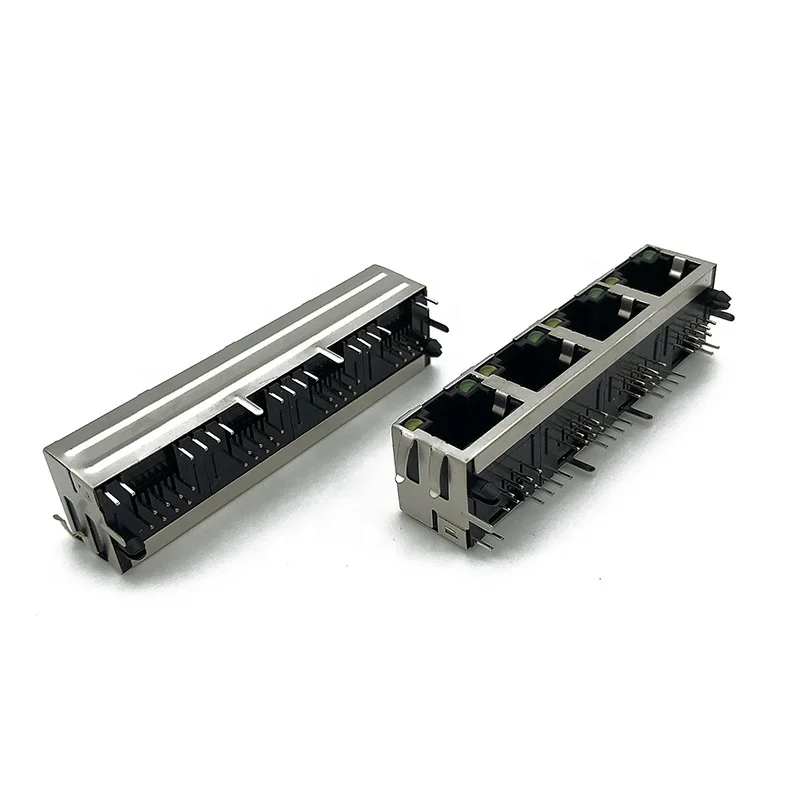  56LED модульный разъем RJ45 PCB Jack прямоугольный низкопрофильный 8P8C 4