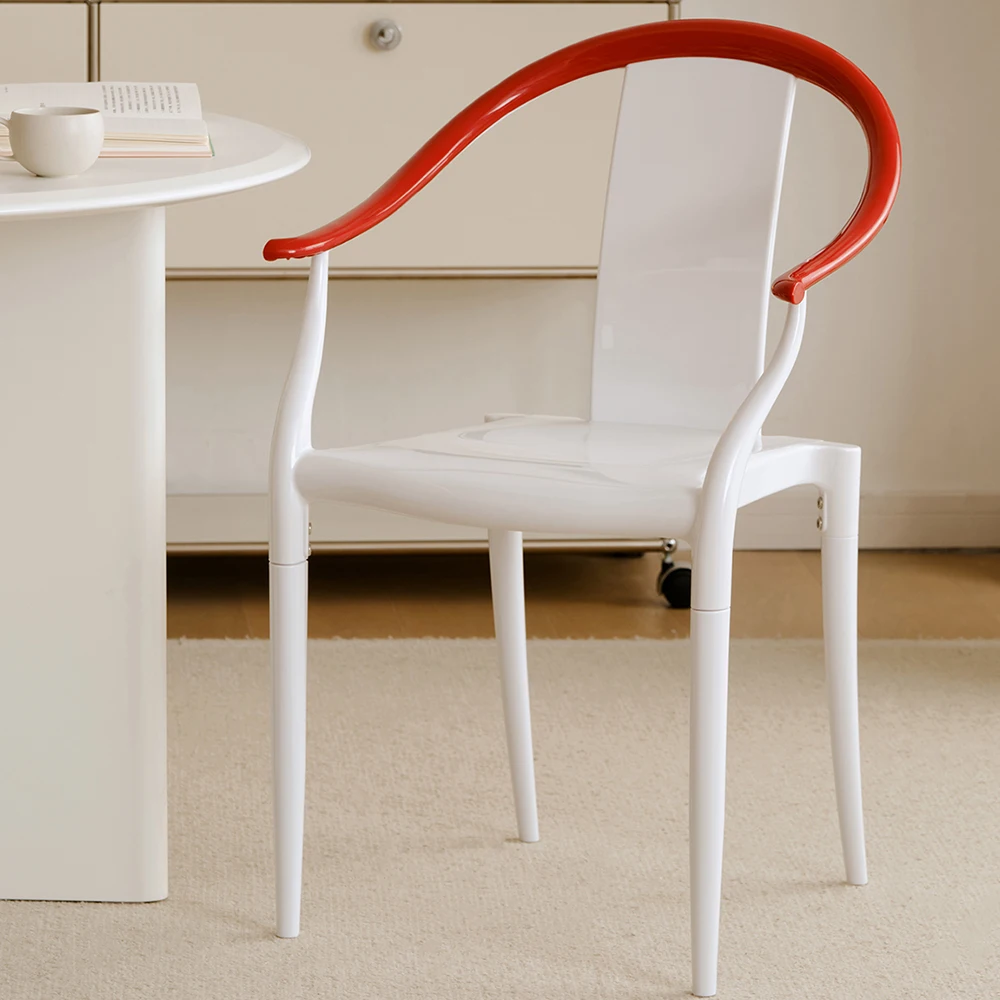 Transparent Dining Chair Stackable Acrylic Master Chair for Home Use Minimalist Design with Backrest and Armrests