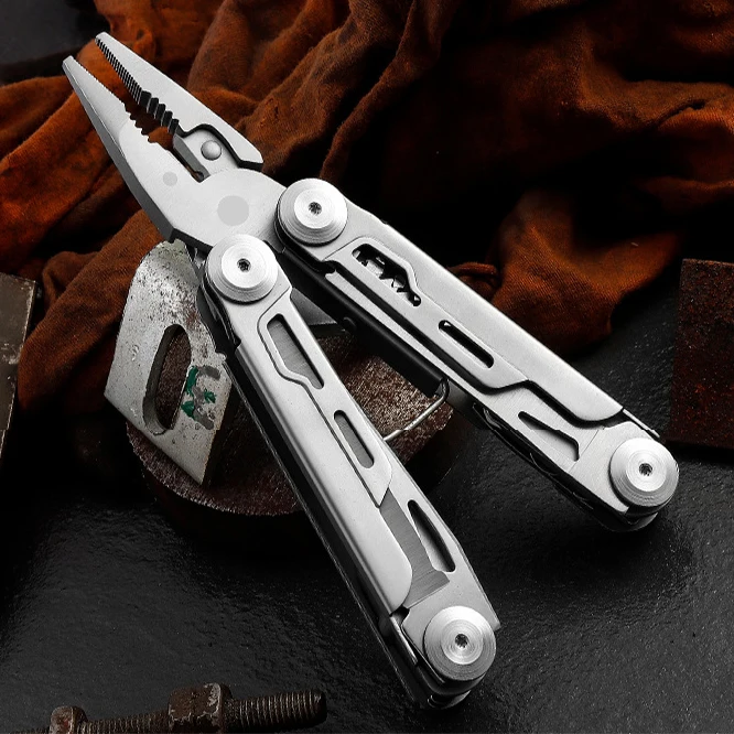 Outdoor portable multi tool 14 in 1 combination stainless steel folding multitool pliers