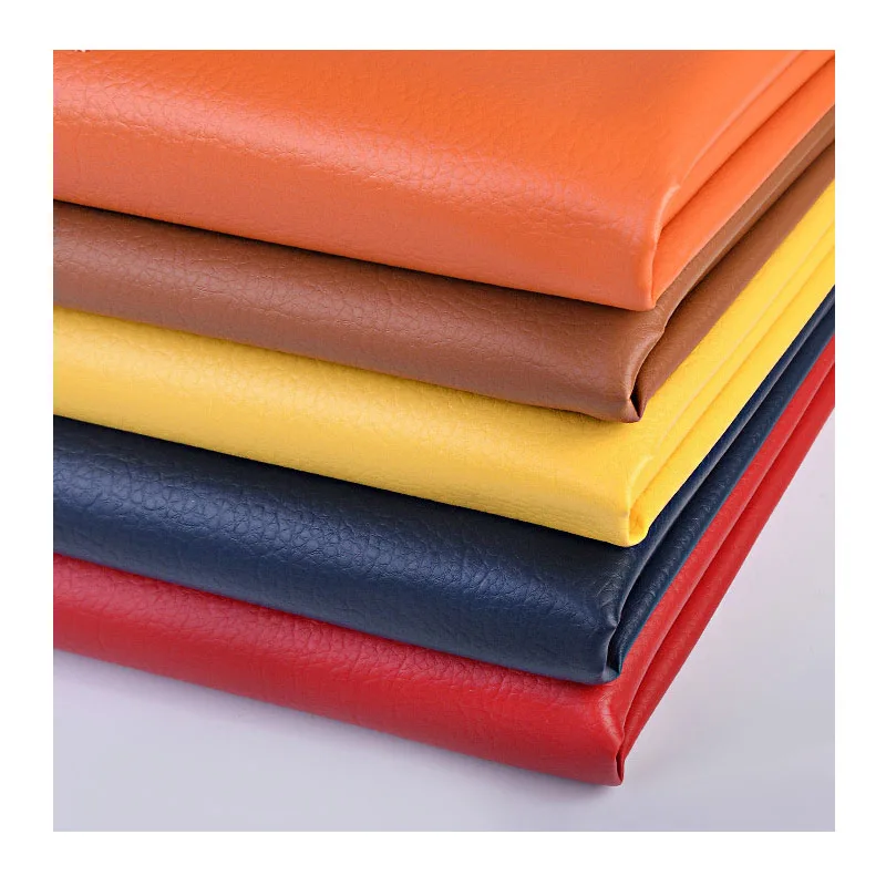 Recycling Big Litchi Texture 0.7 mm Embossed Rexine Artificial Faux Synthetic PU Leather Fabric for Clothing Bag Jackets Sofa