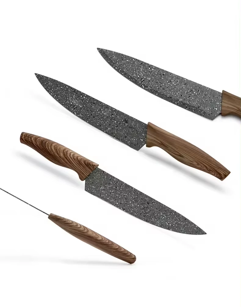 Kitchen Accessories 6pcs Non-stick Coating Knife Set With Gift Box For Kitchen Knife Set with Universal Knife Block Holder