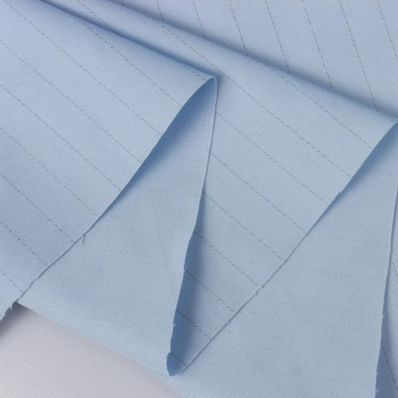 High Quality Anti-static CVC twill 1 cm stripe 58%polyester 40%Cotton 2% ESD TC blended fabric for work clothes