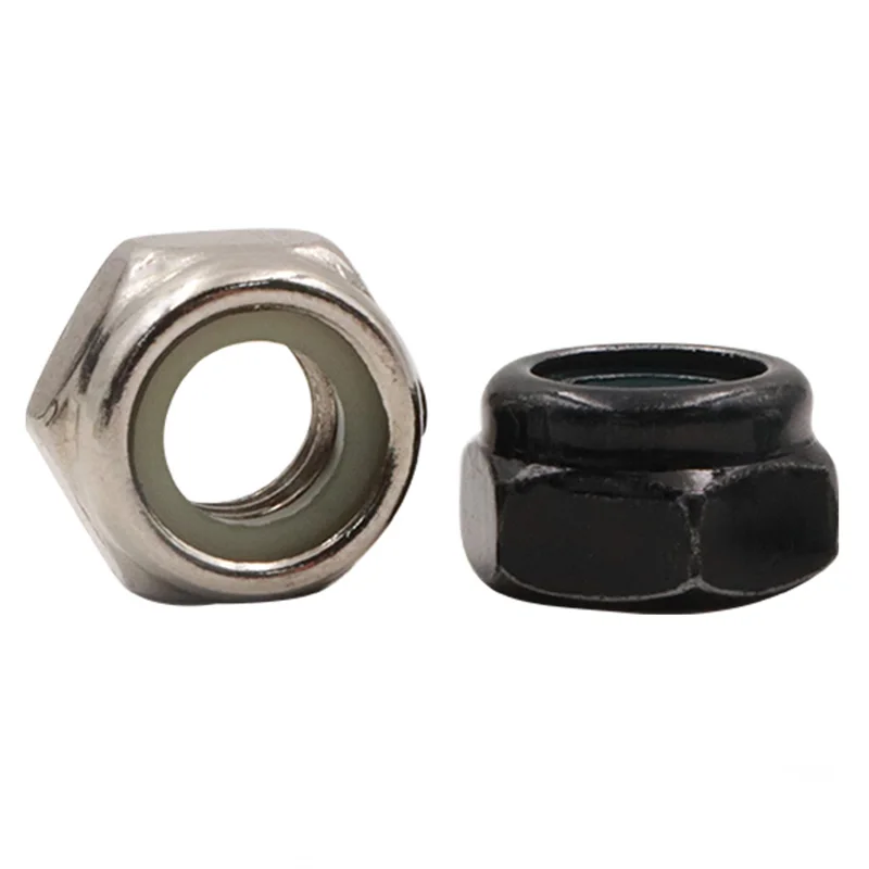 M2M3M4-M14 steel locknut Black lock nut Nickel-plated nylon lock self-locking anti-skid nut