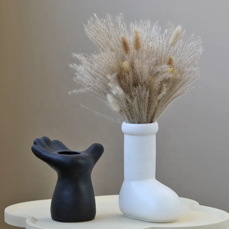 Hot Sale Creative Cartoon Shape Ceramic Vase Hand Shoes and Feet Design Industrial Style Modern Tabletop Ornament ceramic vase