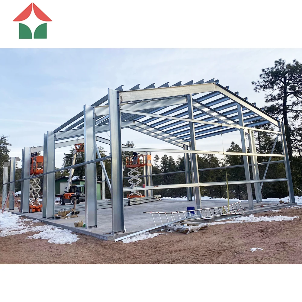 Low cost cheap price prefabricated light steel structure warehouse workshop metal building with sandwich panel wall and roof.