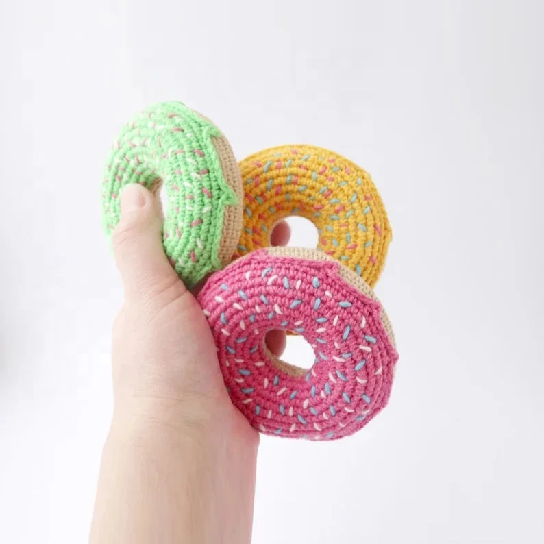 Cute Soft Baby Toys Cotton Yarn Amigurumi Handmade Stuffed Crochet Knitted Donut plush toys