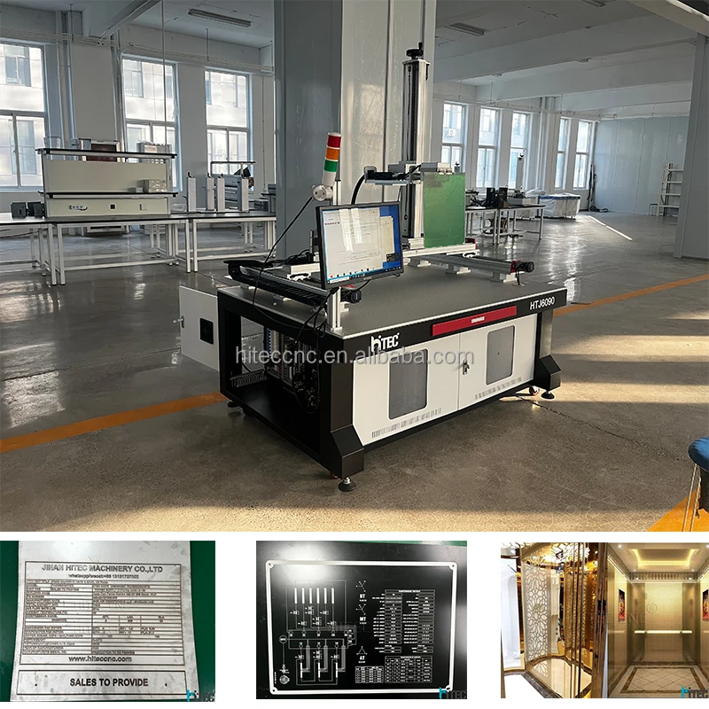 100W 200W Air cooling gantry type fiber laser marking machine for elevator steel engraving and etching to decorative elevator