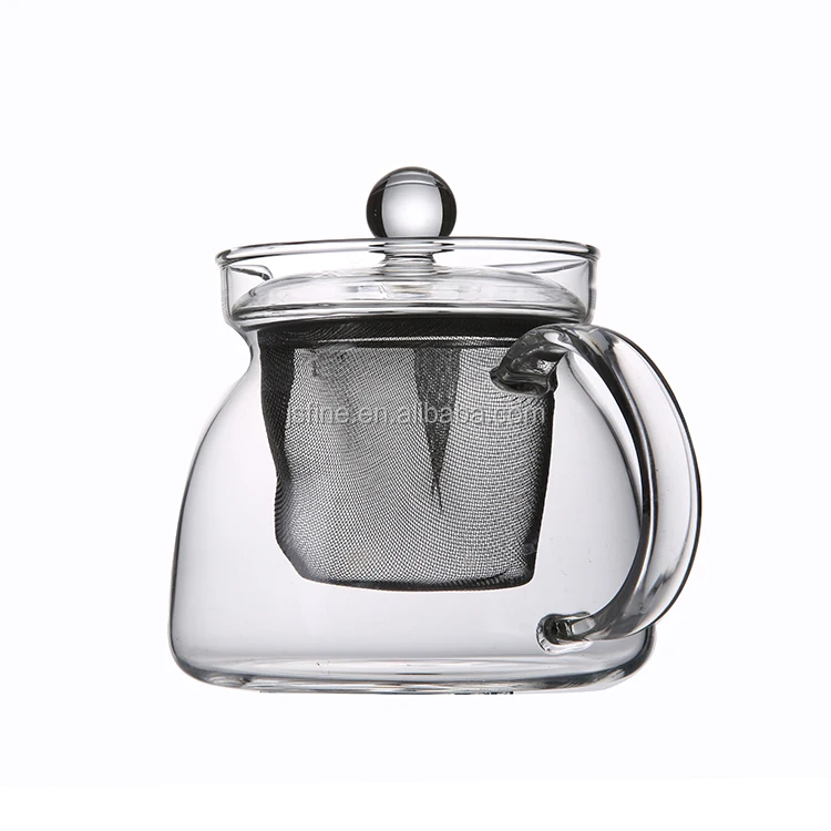 Popular Eastern Style Glass Teapot 500/800ml Short Beak Tea Pot with Stainless Steel Net