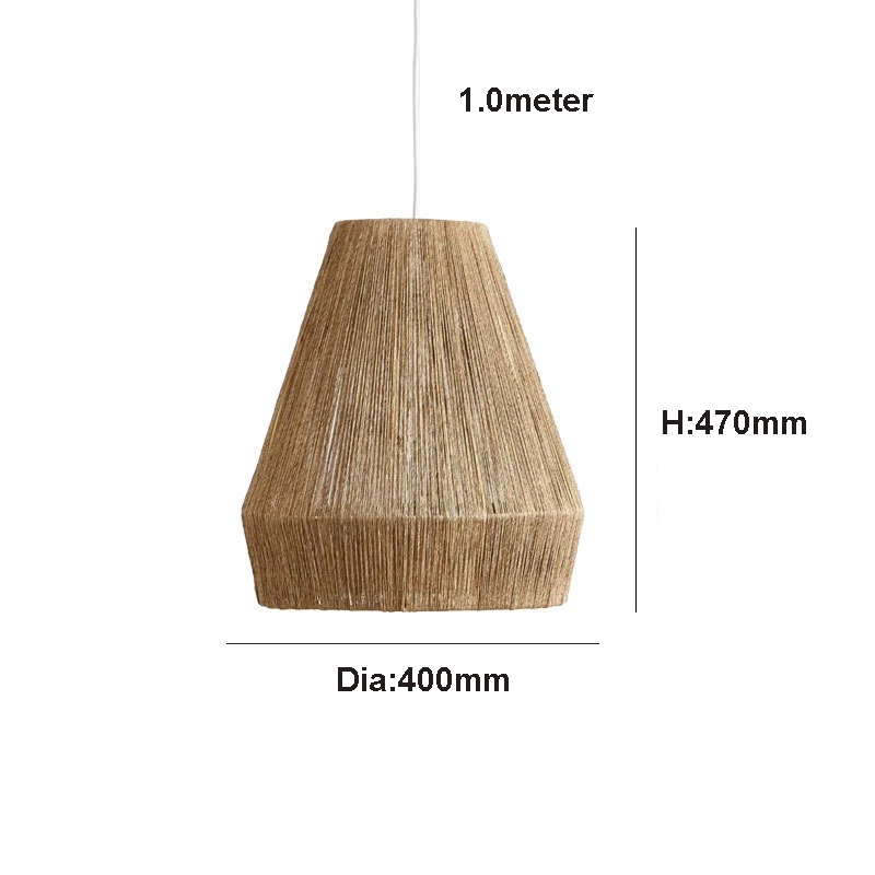 Popular Design Vintage Decorative Chandelier Led Bulb E26 Hemp Rope Rattan Lamp Shade Pendant Light For Apartments