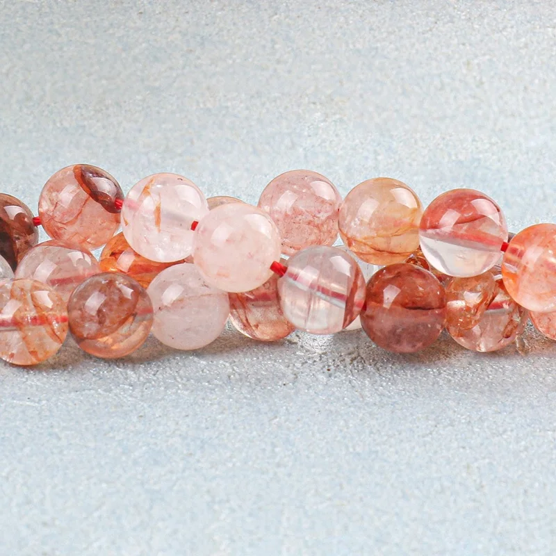 Natural gemstone 6/8/10/12mm smooth round red multi-inclusions quartz loose beads for jewelry gift making