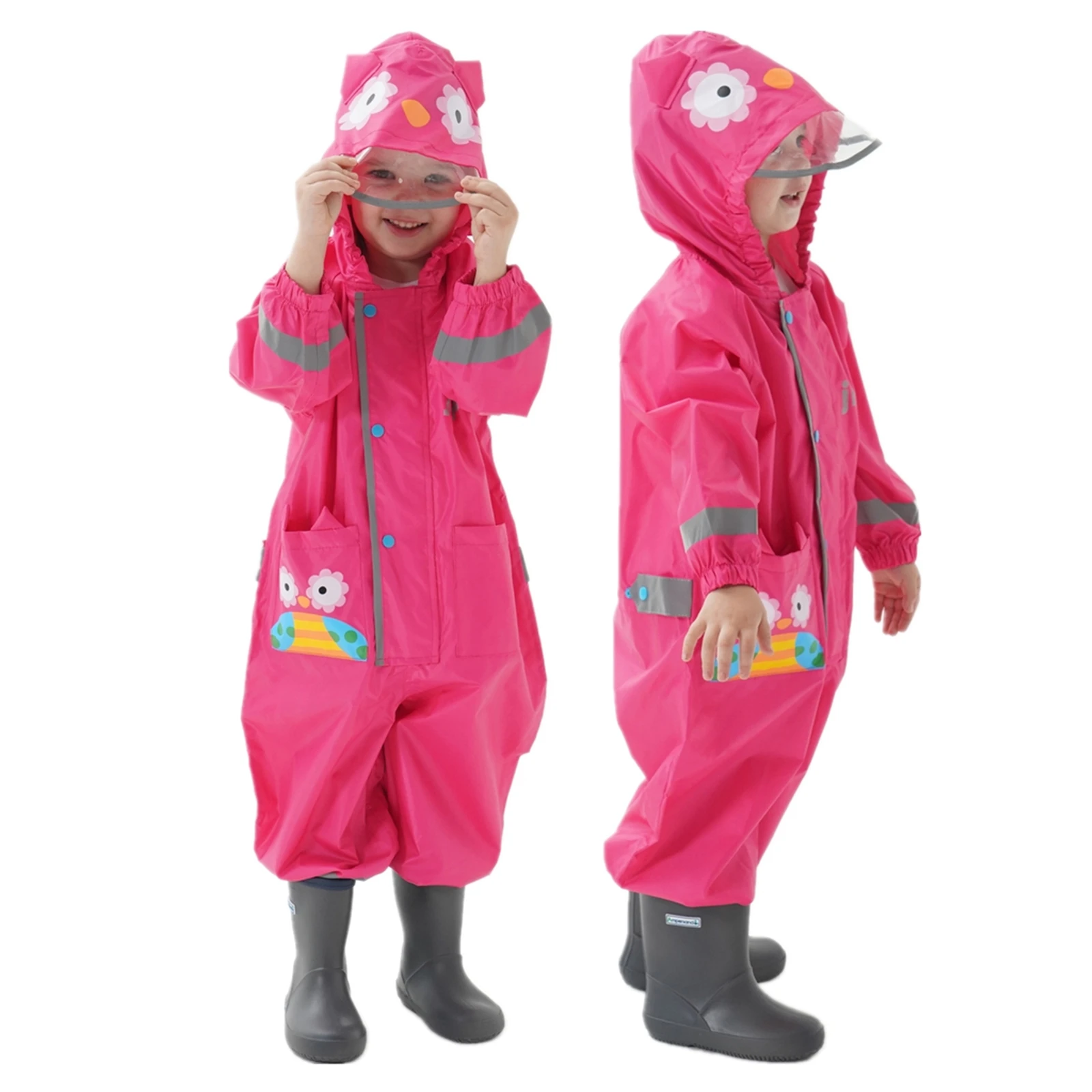 Unisex Rain Jacket Waterproof Poncho Coverall Raincoat Kindergarten Kids Rain Coat