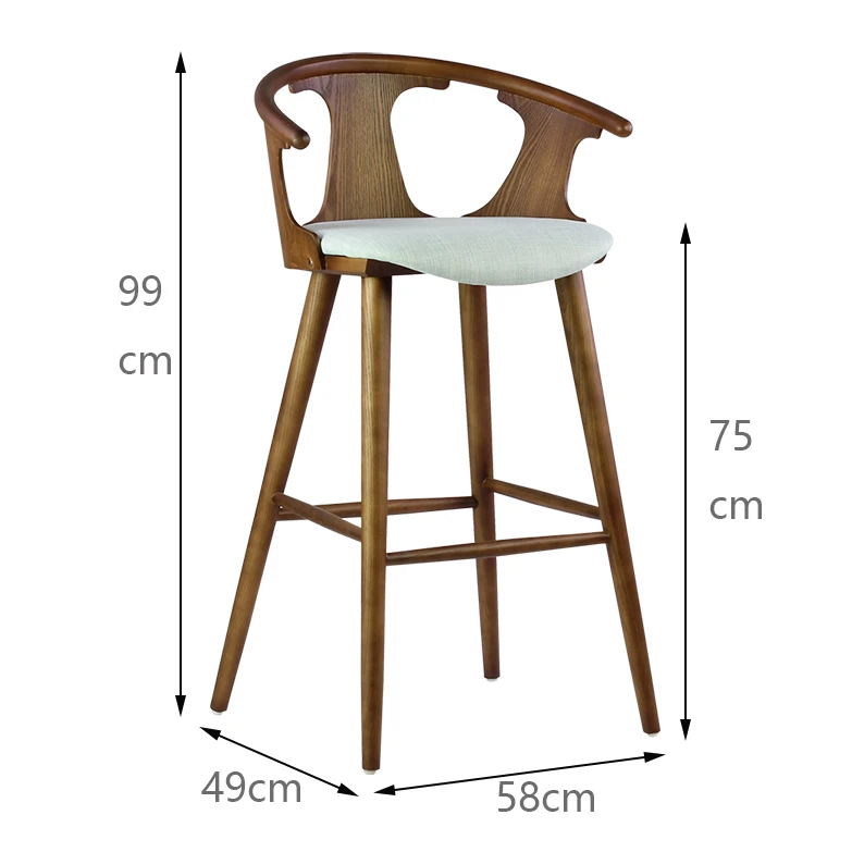 Wholesale Nordic Fashion Style Design Furniture Counter Hight Bar Stools Backrest and Cushion Bar Chair