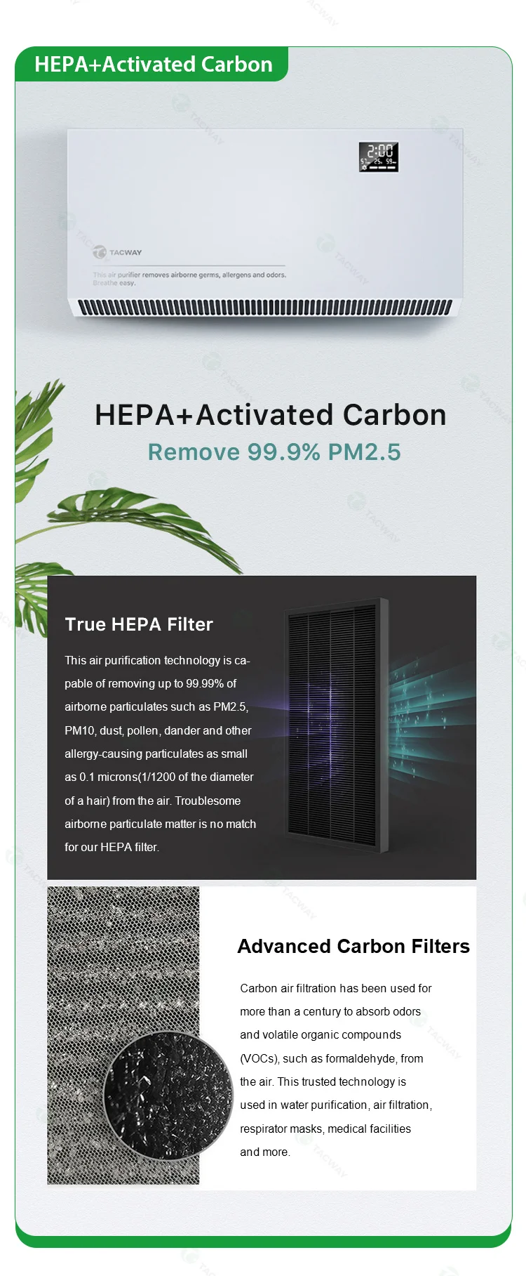 2022 mobile app control function portable sterilization HEPA filter smart UV light home air purifier