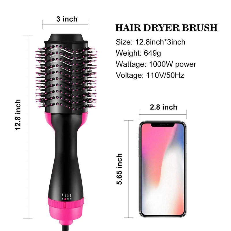 Professional Electric Hair Brush Fast Straightener Comb 3 In 1 One Step 1200w Dryer Volumizer Hot