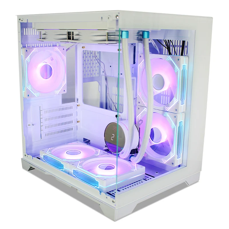 SNOWMAN Mid Tower Gaming PC Case Side Tempered Glass M-ATX ITX  Computer Case Supports To Top 240 Water Cooling With USB2.0 Port