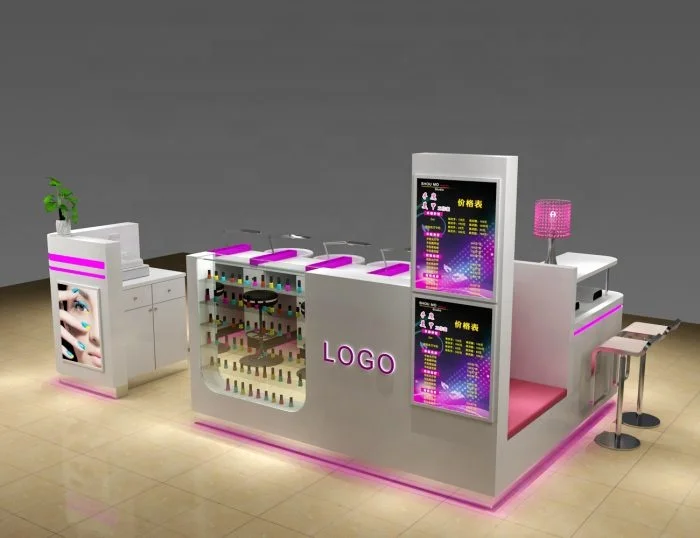 Shopping Mall Fashion Retail Shop Nail Bar Counter Manicure Table Nail Kiosk